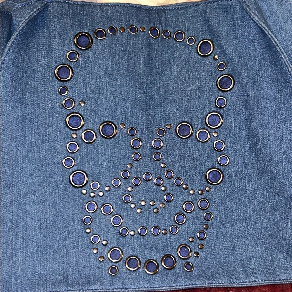 Betsey Johnson Denim Skull Bag with Pouch - Picture 2 of 11